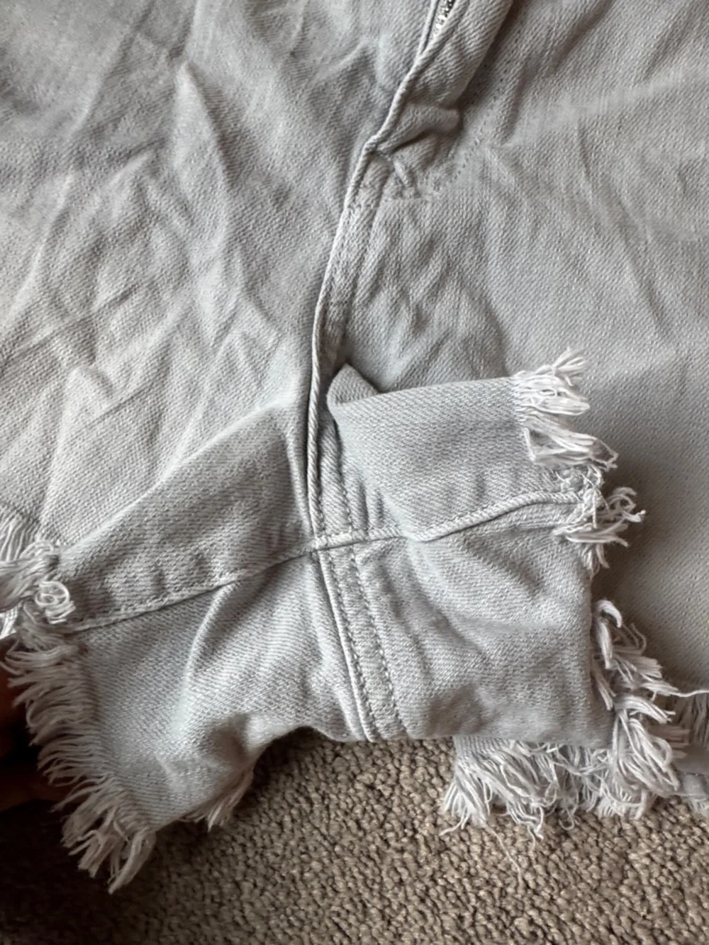 Aerie Gray Distressed Frayed Hem Denim Cutoff Shorts SIZE L